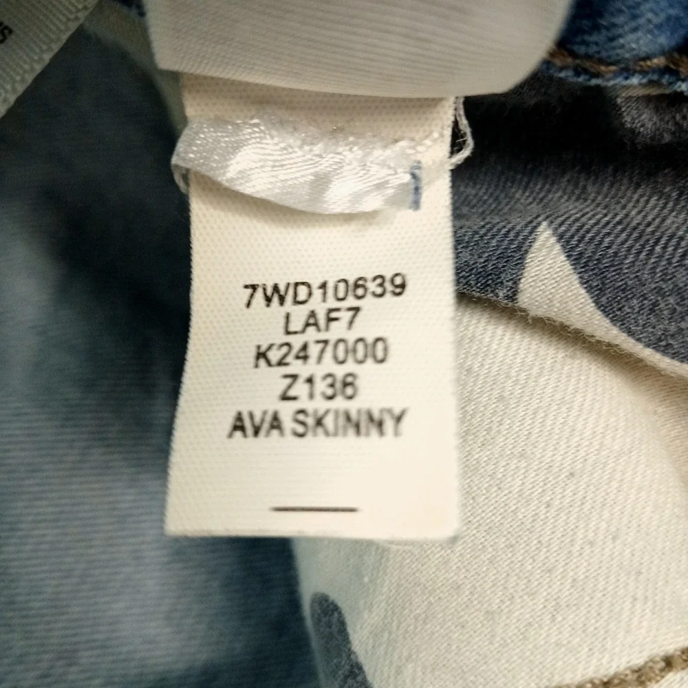Lucky Brand Jeans Womens 8/29 Blue Ava Skinny Distressed Raw Hem Contrast Pocket